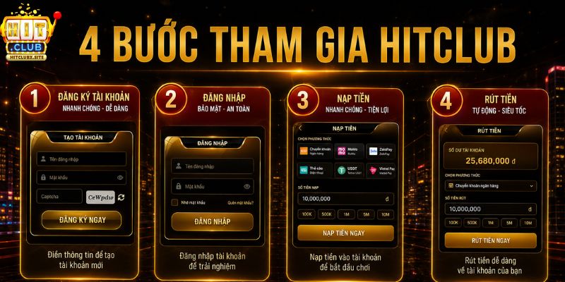 Trang Chủ Hướng dẫn 4 bước trải nghiệm HITCLUB cho người mới